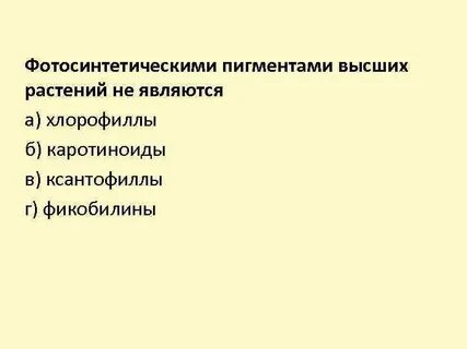 Фотосинтетические пигменты высших растений