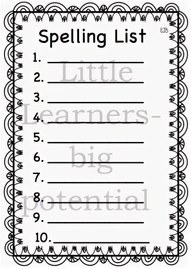 Spelling list. Spelling list template. spelling template. spelling list 15 words template. spell template.