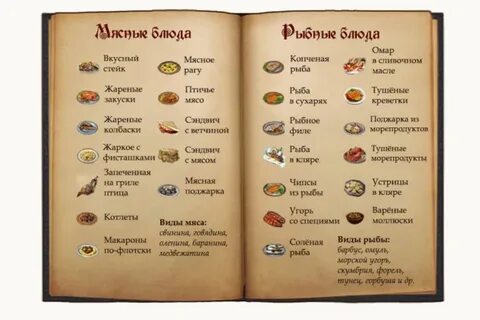 Меню таверны