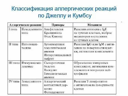 Классификация аллергических