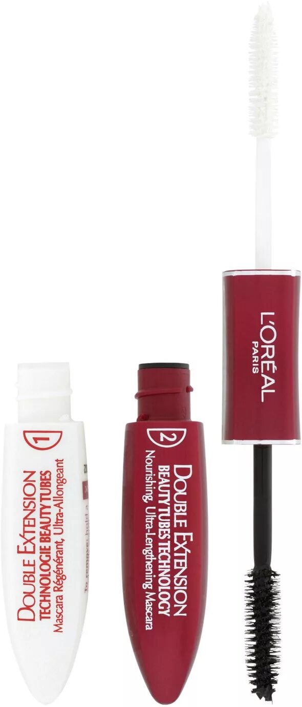 Тушь двусторонняя. Loreal тушь double extension, beauty. тушь лореаль париж дабл экстеншн. тушь для ресниц l&#039;oreal paris double extension beauty tubes. тушь лореаль дабл экстеншн красная.