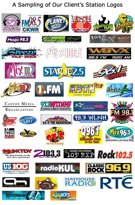 Назови радиостанции. Американское радио. Логотипы радиостанций. Радиостанции Америки. Логотип радио США.