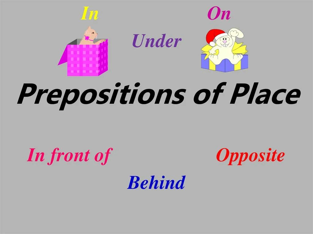 Opposite in Front of разница. Prepositions of place. Prepositions of place in on under. Set preposition. Attention preposition