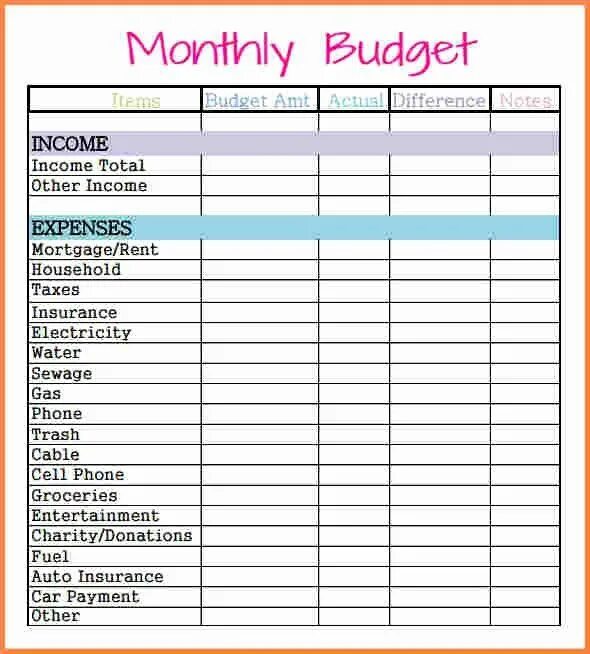 Worksheet_Budget_Monthly_01 Planificateur de budget, Organisation de papier, Pla