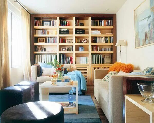 Living library. Книжный стеллаж над диваном. Книжный стеллаж в хрущевке. Наполнение стеллажа в гостиной. Встроенные стеллажи в гостиной.