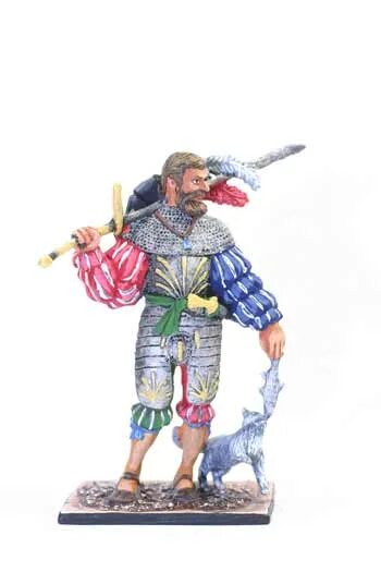 Оловянные солдатики Ландскнехты. Ландскнехт с кошкой, 16 век. Ландскнехт 16 век олово. Оловянная миниатюра Ландскнехт.
