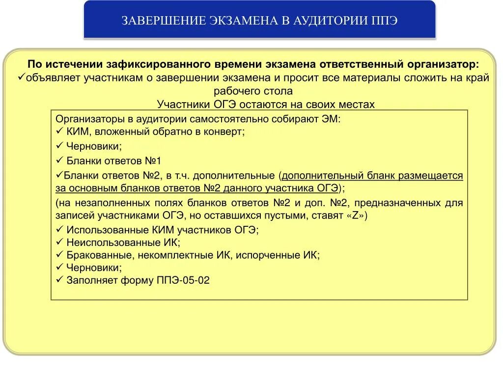 Сколько организаторов в аудитории. Завершение экзамена в аудитории ППЭ. Порядок завершения экзамена в аудитории ППЭ. Организатор в аудитории ОГЭ. ЕГЭ организатор в аудитории.