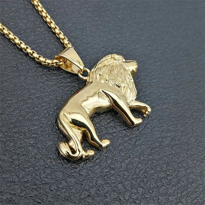 Men's Hip Hop Neutral Lion Necklace Lion Necklace Gold Plating Pendant купить не