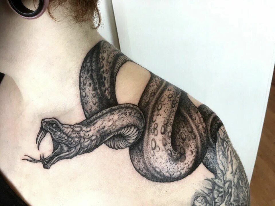 Тату змеи на груди. Тату змея. Тату змея на ключице. Тату змея для девушек. Тату змея на шее.