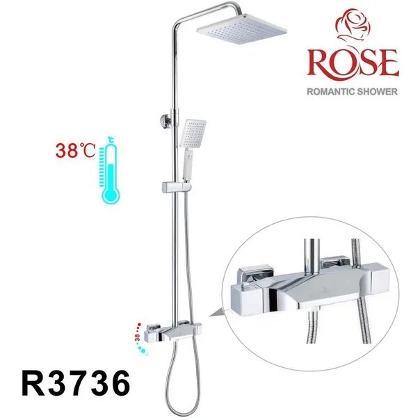 Душевая система термостат Rose r3736. Душевая стойка Rose r3536. Душевая стойка с термостатом Rose r3536. R2136f душевая система Rose хром/белый. Rise shower