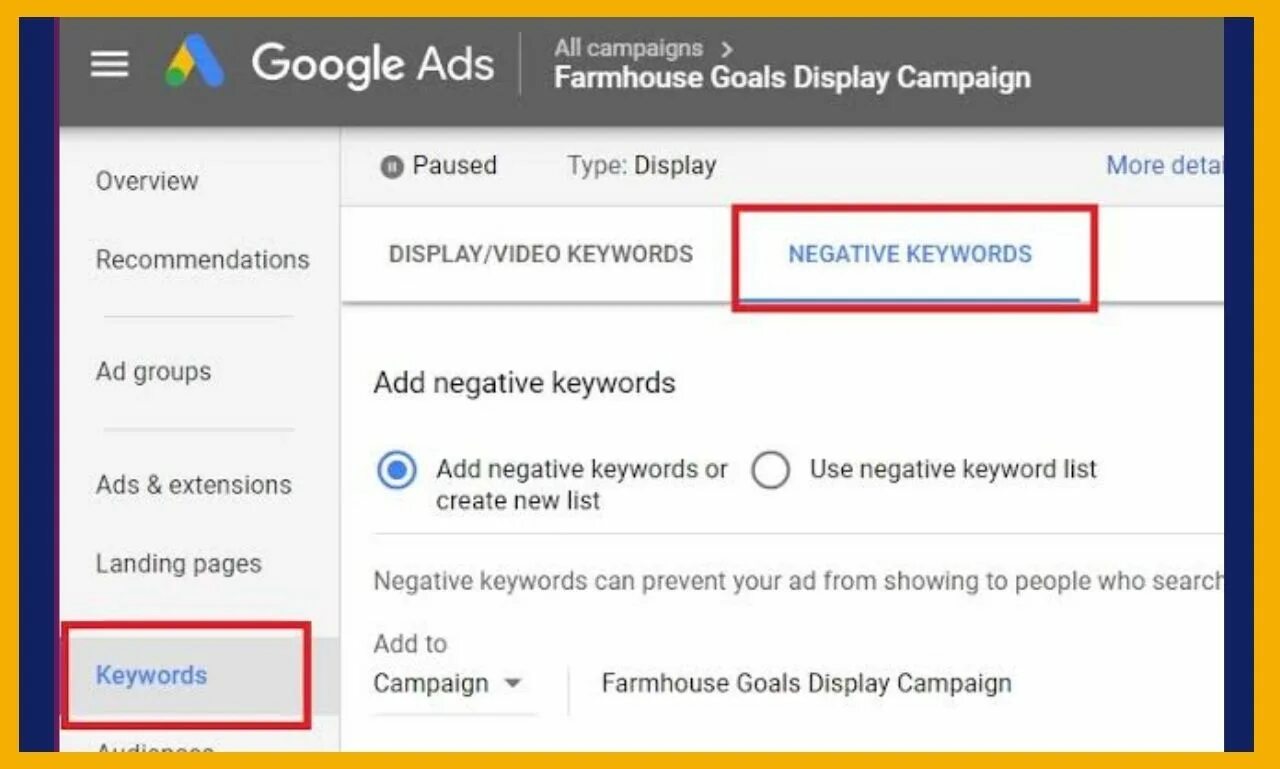 Ad group keywords
