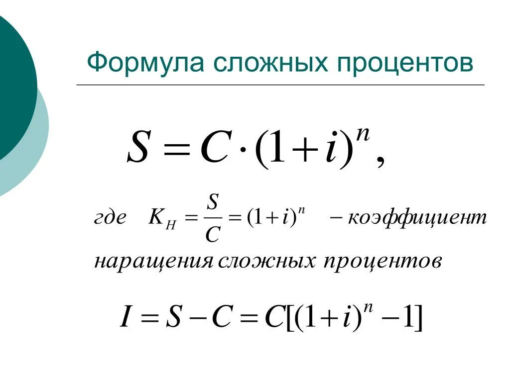 Формула начисления сложных процентов. Начисление процентов по вкладу по формуле сложных процентов. Формула для вычисления сложных процентов. Как рассчитать сложный процент.