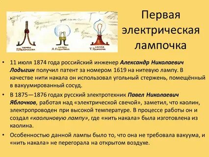 Электрическая лампочка год