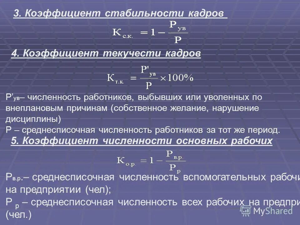 Среднесписочная численность коэффициент текучести кадров