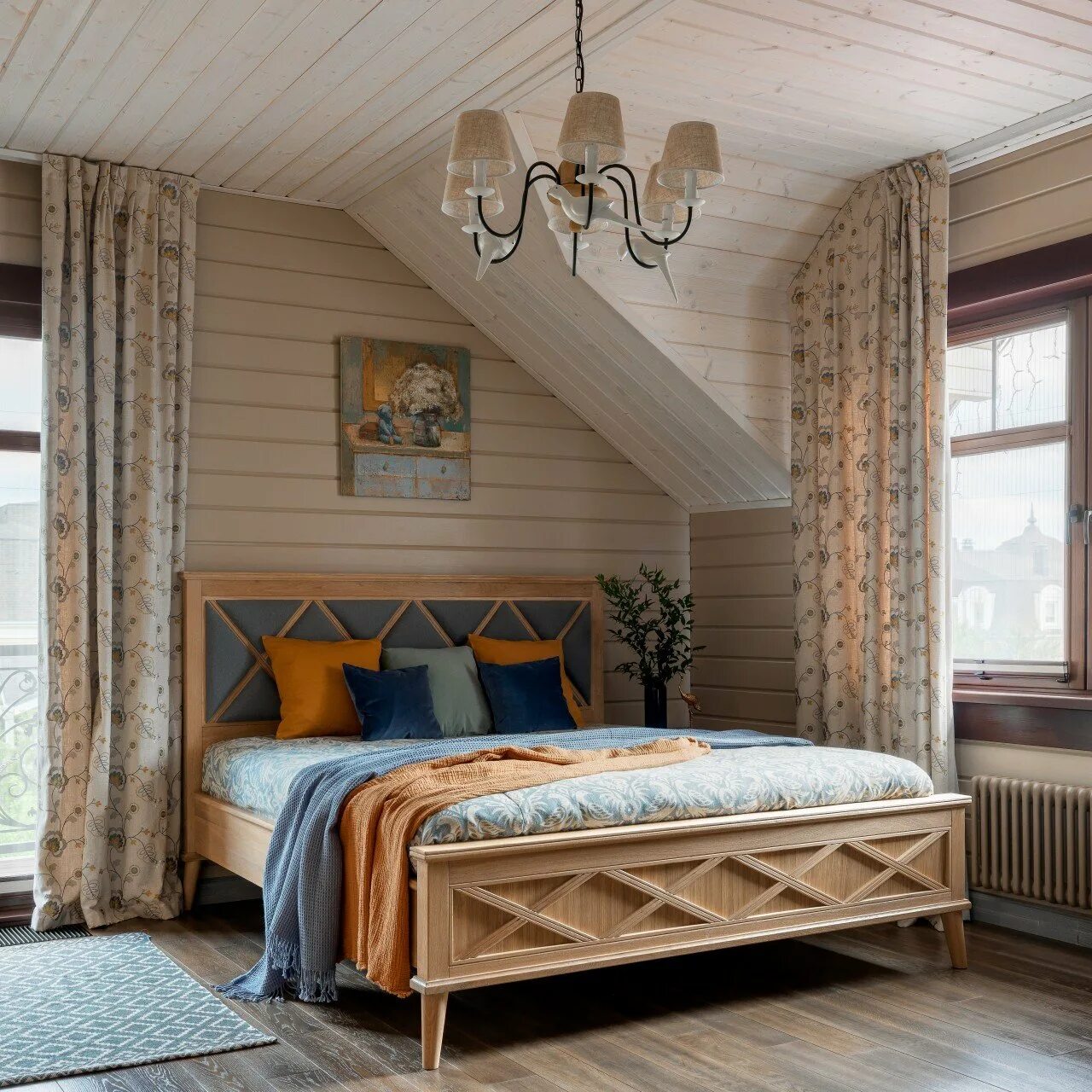Дизайн комнат в деревянном доме. Имитация бруса (Вуд-Хаус) сосна. Спальня в дачном доме. Деревянный интерьер. Дачный интерьер.