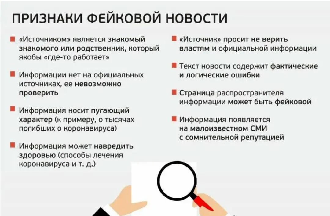 Признаки фейковой информации