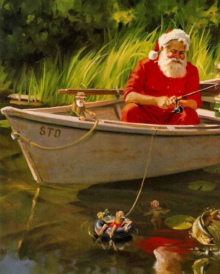 Tom browning. Дед Мороз на рыбалке. Дедушка Рыбак. Дед Мороз Рыбак. Новый год рыбалка.