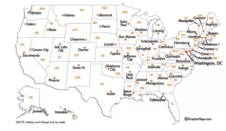 USA Map with States and Capitals. USA Map with States and Capitals abbreviations. Штаты США И их столицы. USA Map abbreviation.