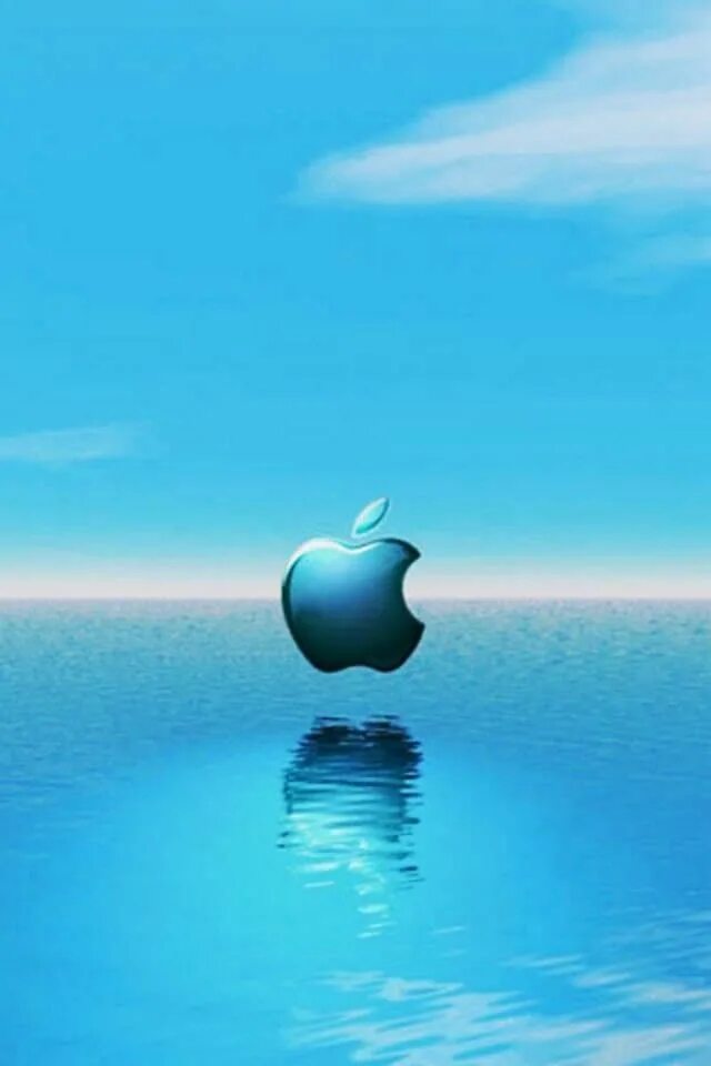 S i s apple. Заставка яблоко. 3д обои на айфон. Яблоки на фоне моря. Яблоко на голубом фоне.