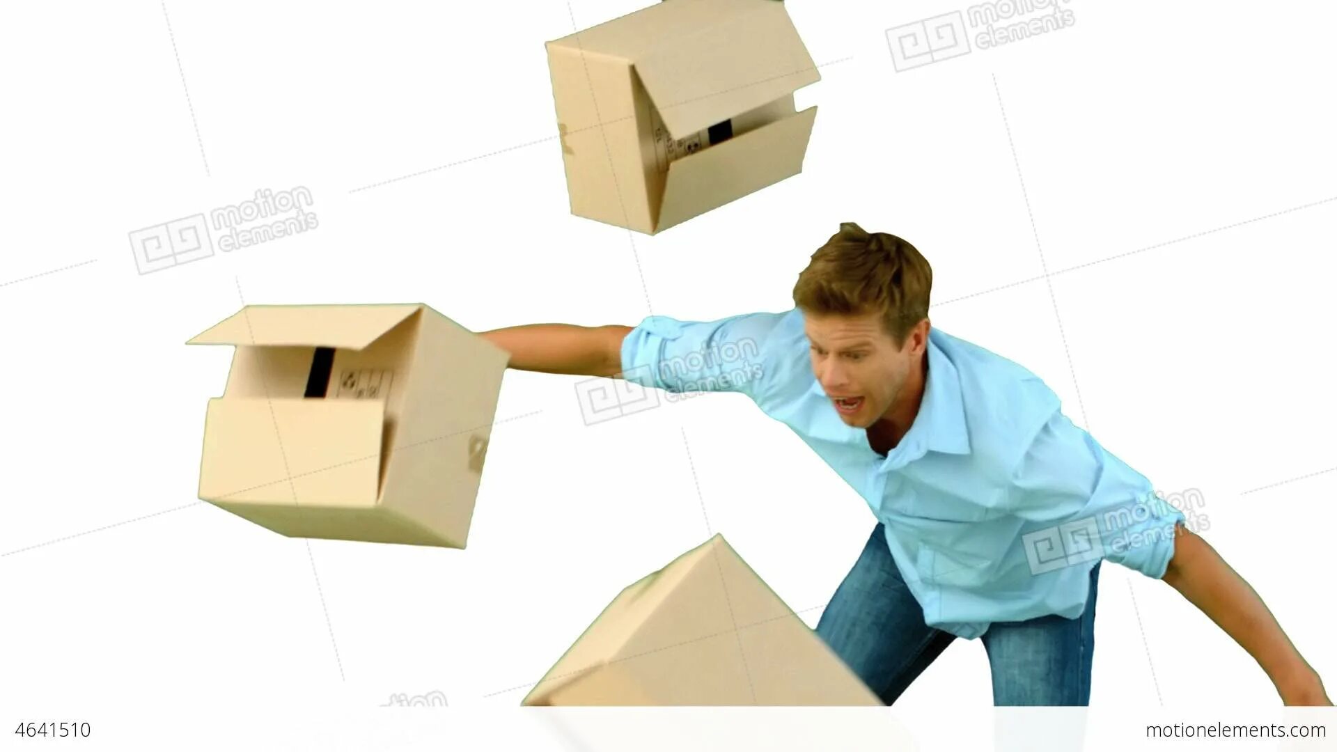 Clumsy man. Clumsy person. Dropping box