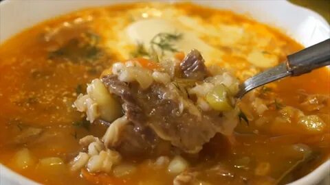 Перловка с мясом и огурцами