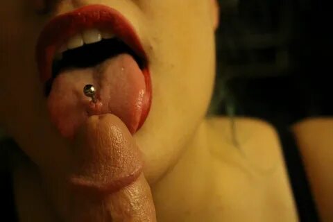 Red Lipstick And Tongue Piercing Licking Tip Of Cock Porn My XXX Hot Girl.