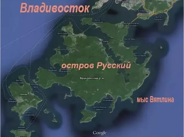 В какой части страны находится владивосток. Карта русского острова Владивосток. Владивосток остров русский карта острова. Мыс Вятлина остров русский карта. Русский остров карта с бухтами.