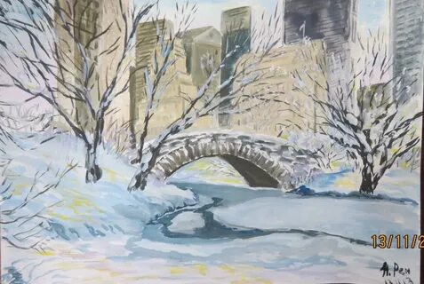 Зимний городской пейзаж нарисовать
