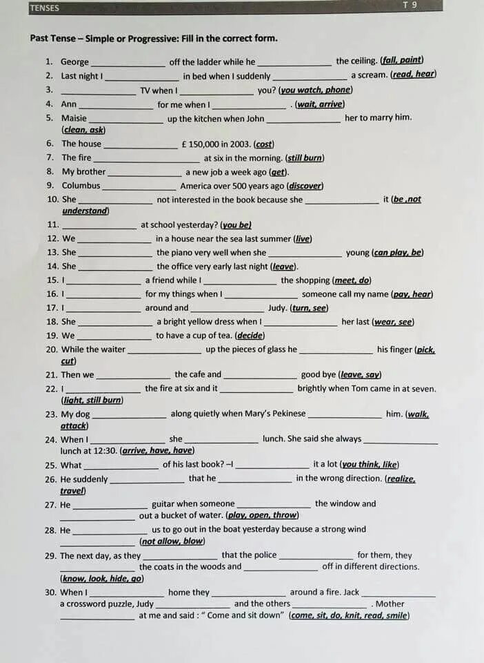 Revision of verb forms