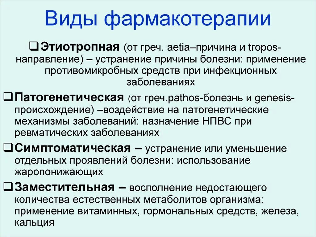 Примеры фармакотерапии