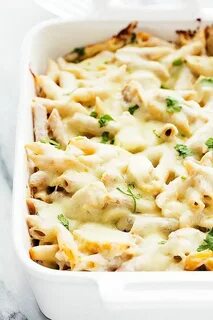 Макароны с грибами и курицей в духовке