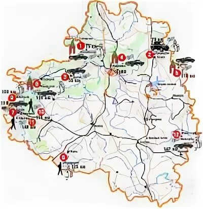 Родники и область карта