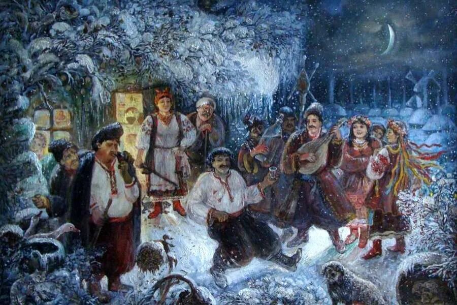 Художник константин трутовский. Русское рождество. Великий новгород рождество в витославлицах. Народные традиции в январе. Константин коровин зимние гулянья.