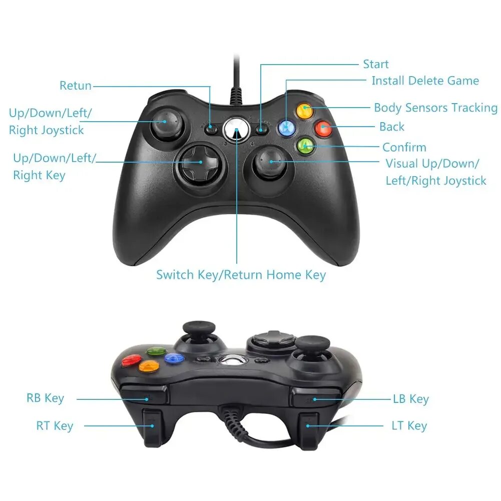 Геймпад Xbox 360 Controller. Джойстик Xbox 360 проводной. Xbox 360 wired Controller. Триггеры на геймпаде