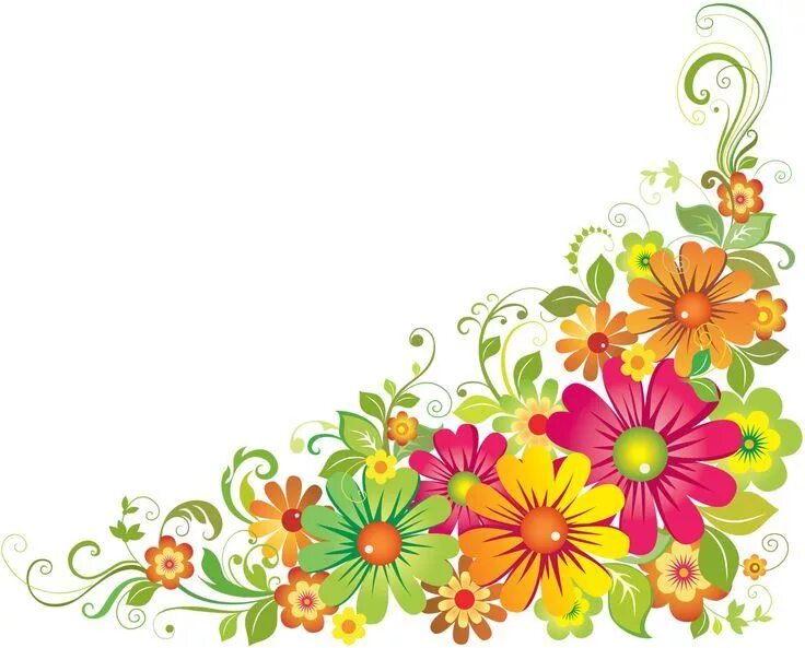 Decorative Corners Vector Design Images, Pink Flowers Decorate The Corners, Pink
