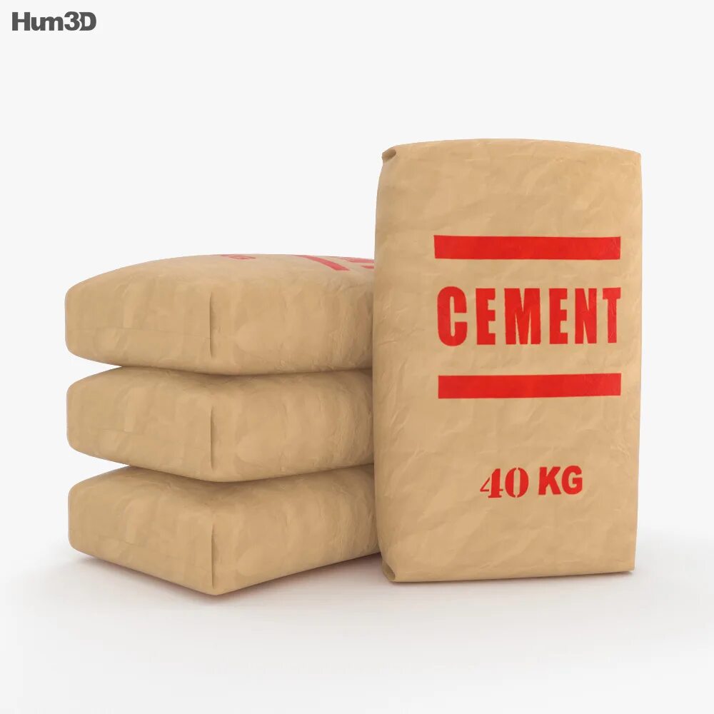 3d model Cement Bag. Цемент. Цемент строительный. Упаковка цемента в мешки. Бетон в мешках купить