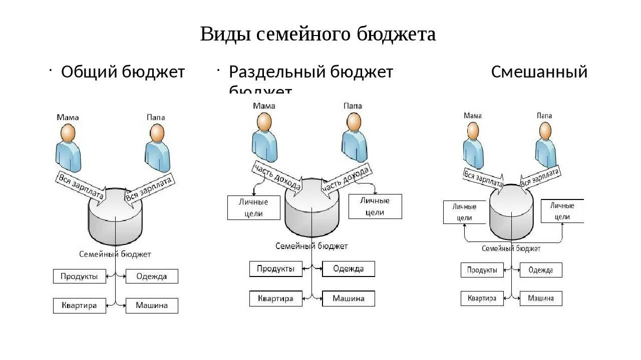 Минусы семейного бюджета. Виды и типы семейного бюджета. Виды бюджета семьи. Виды семейного бюджета совместный. Типы доходов семьи.