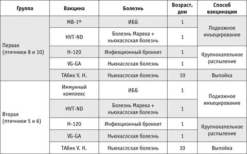 Схема пропойки бройлеров с 1 дней