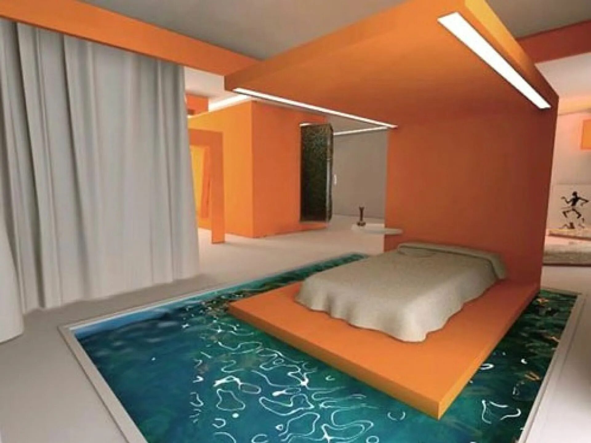 Спальня с бассейном. Бассейн в спальне. Комната с бассейном и кроватью. Бассейн в комнате. Bedroom pool