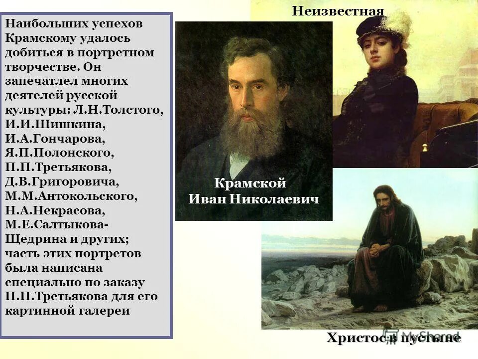 И.Н.Крамской. Портрет п. м. Третьякова. Творчество Крамского. Крамской Христос в пустыне картина. Сообщение деятеля русской культуры Крамской. Время создания неизвестно