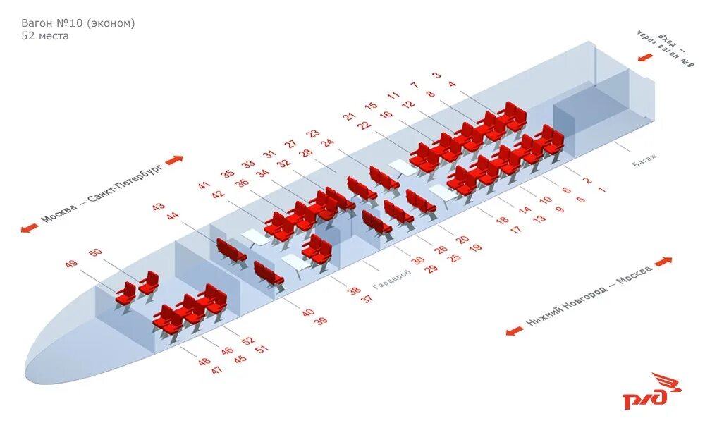 Схема вагона сапсан москва санкт петербург