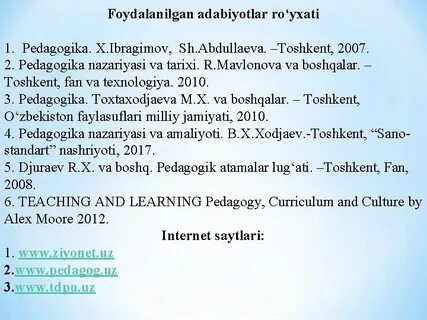 Adabiyotlar ro yxati