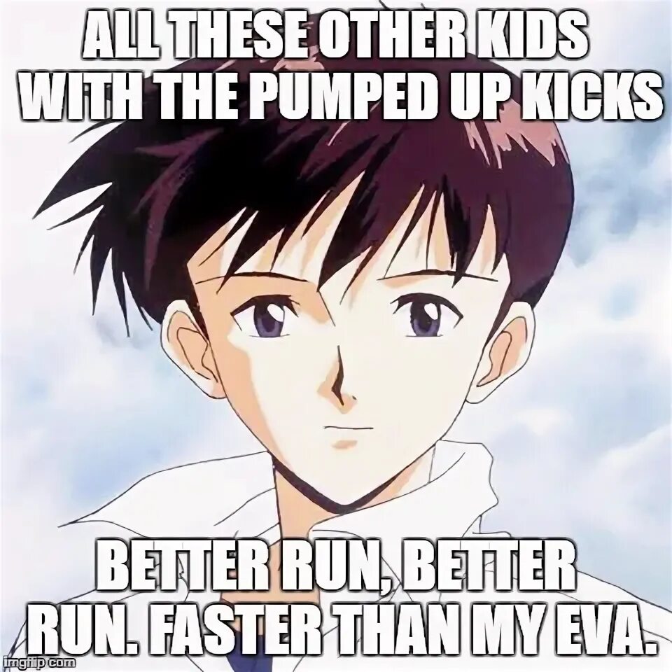 All other kids with the pumped. Синдзи синхронизация. Синдзи клоун Мем. Pumped up Kicks аниме. Синдзи понедельник Мем.