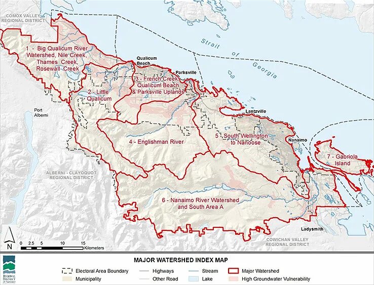 К какому бассейну относится река миссури. Watershed on the Map. Area District Region. Big Qualicum River.