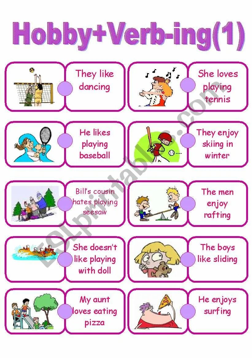 Verb ing Worksheets. Хобби на английском языке. Хобби на английском для детей. Карточки хобби на английском. Did they like game