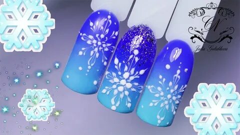 Снежинка гель лаком