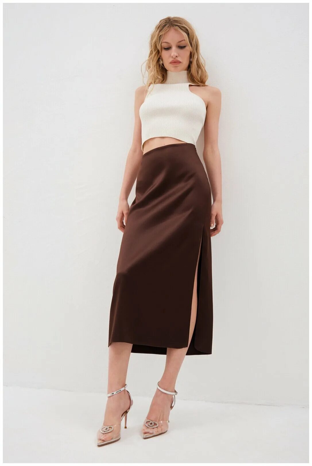 Сатиновая розовая юбка. Midi skirt. Silk skirt. Кожаная юбка 12storeez. Юбка из шелка.