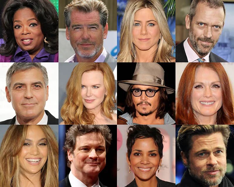 Известные люди всех стран. Звезды Голливуда. Американские знаменитости. Известные люди. Коллаж из голливудских актёров.