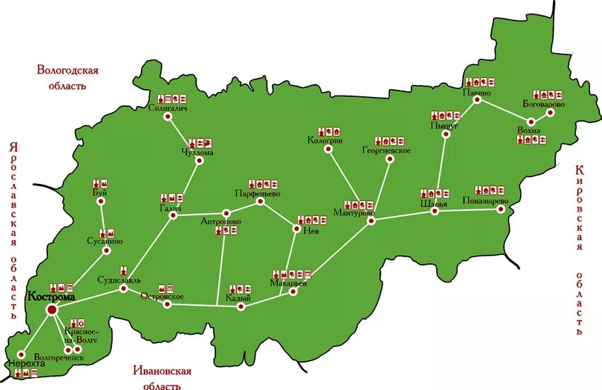 карта вологда костромская