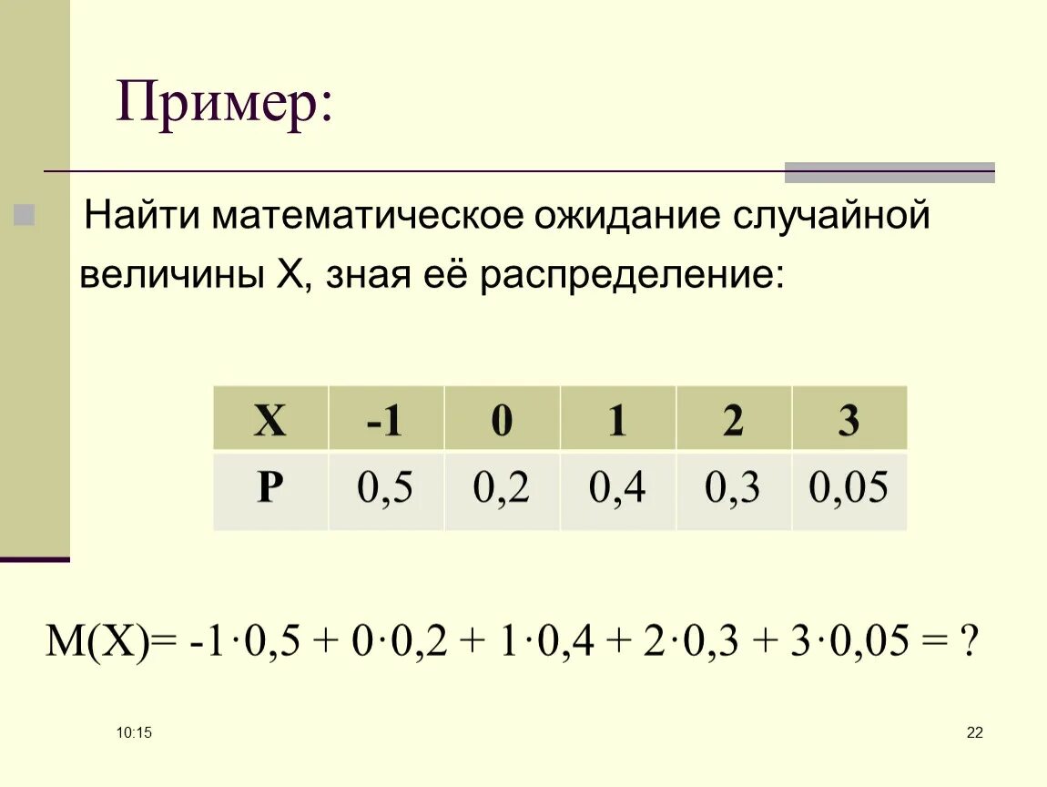 Как найти математическое ожидание величины